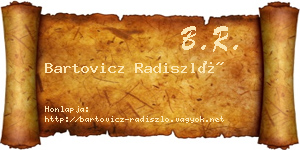 Bartovicz Radiszló névjegykártya